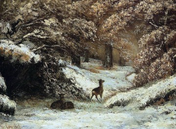冬に避難する鹿 Oil Paintings